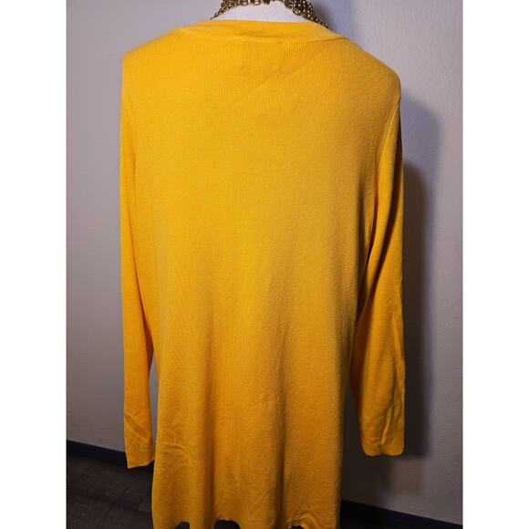 Whisper Knit By Louis Dell'Olio Womens Yellow Cardigan and Sleeveless Sweater L - Picture 4 of 10